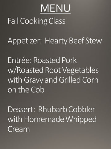 10/20/23 Fall Cooking Class